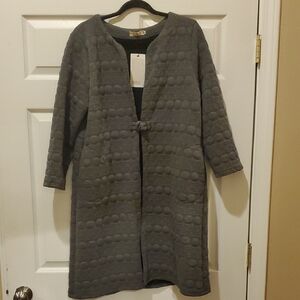 Gray Textured Long Duster